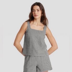 A New Day Women's Linen Tank Top
Black Gingham S